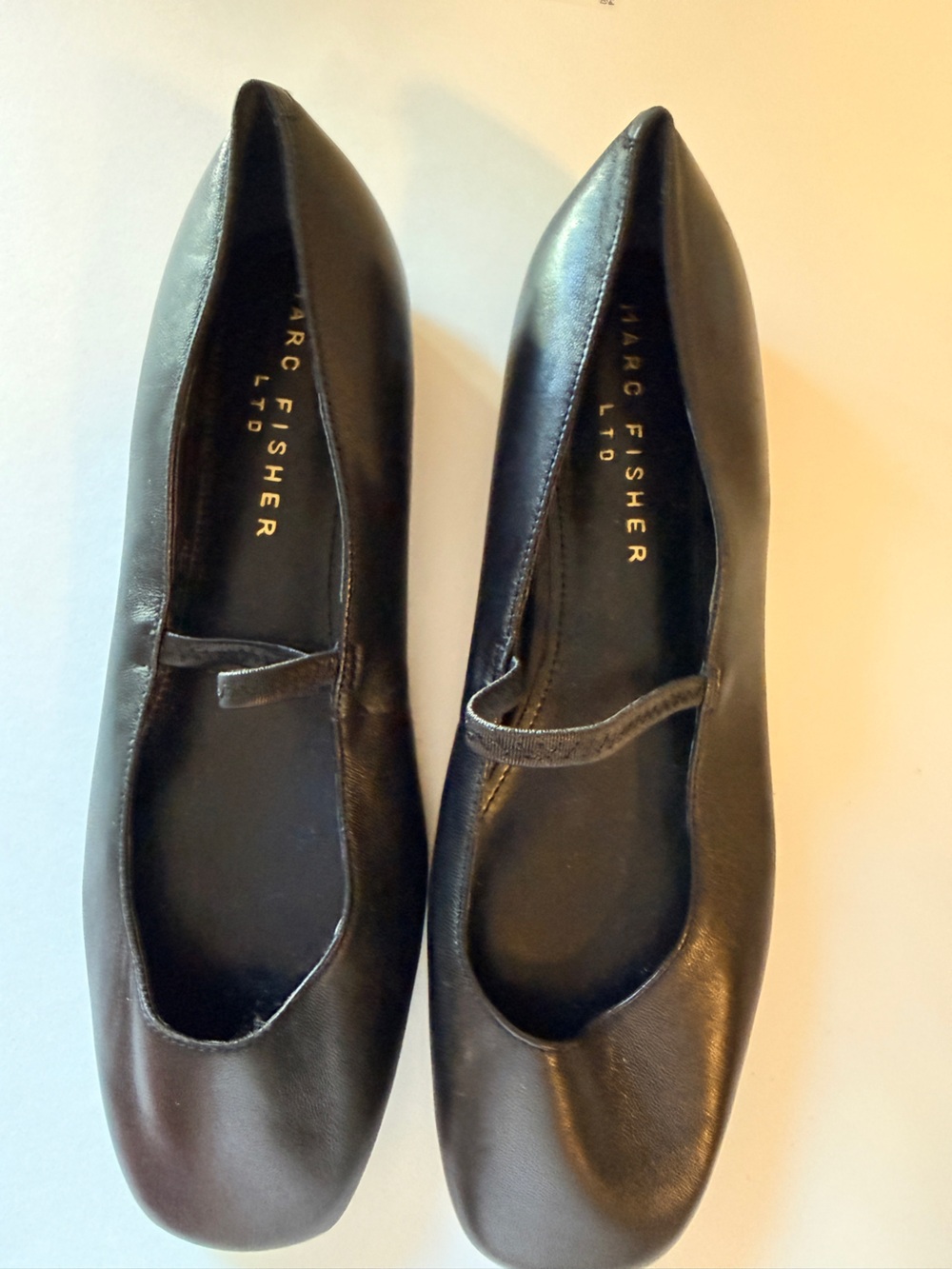 Marc Fisher Black Leather Mary Jane Ballet Flats
